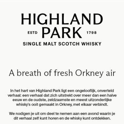 Highland Park “Black Smoke” Whisky Event – maandag 30 juni 2025 in&nbsp;Rotterdam.