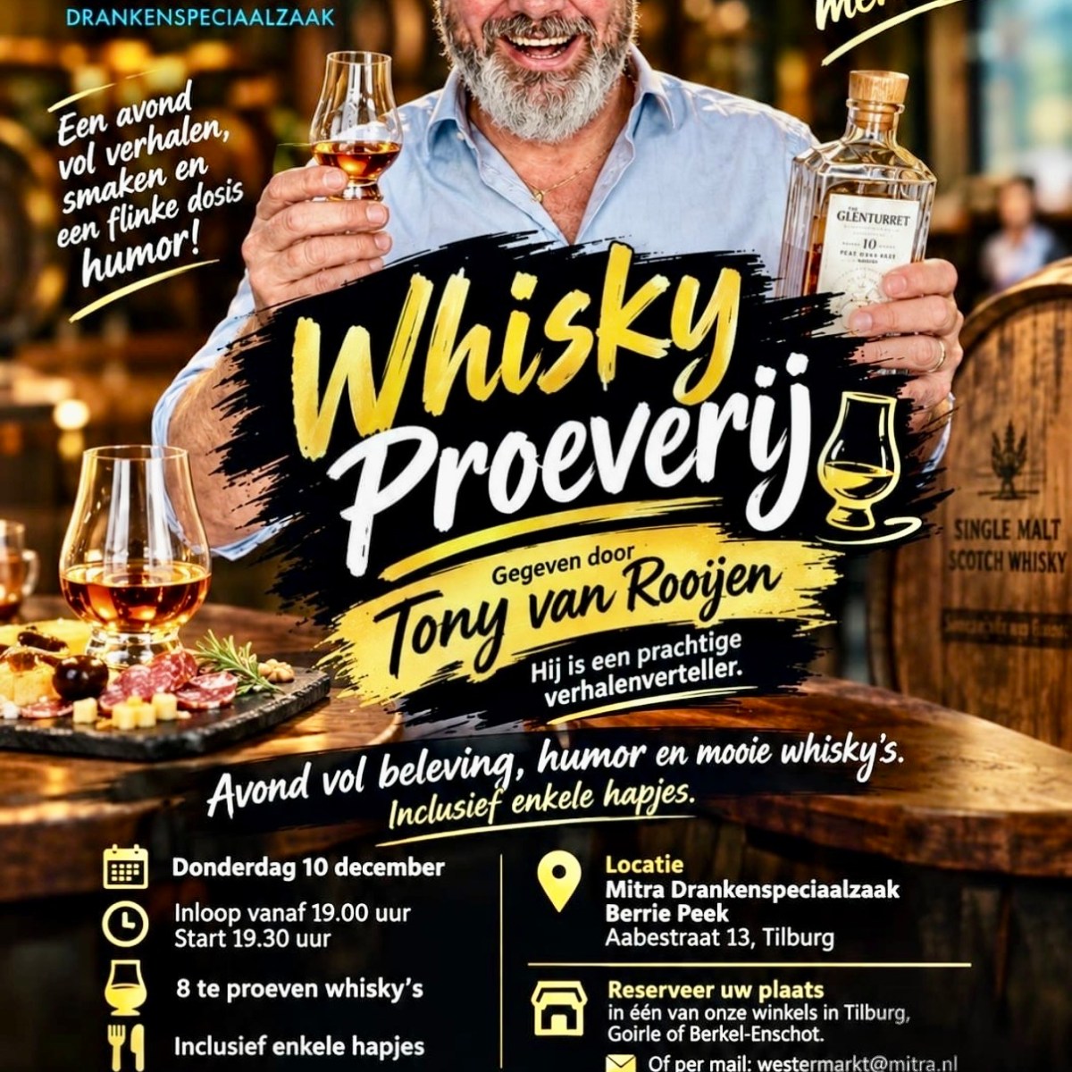 Mitra Berrie Peek organiseert een Whisky Tasting met Tony van Rooijen – De Monnik&nbsp;Dranken.